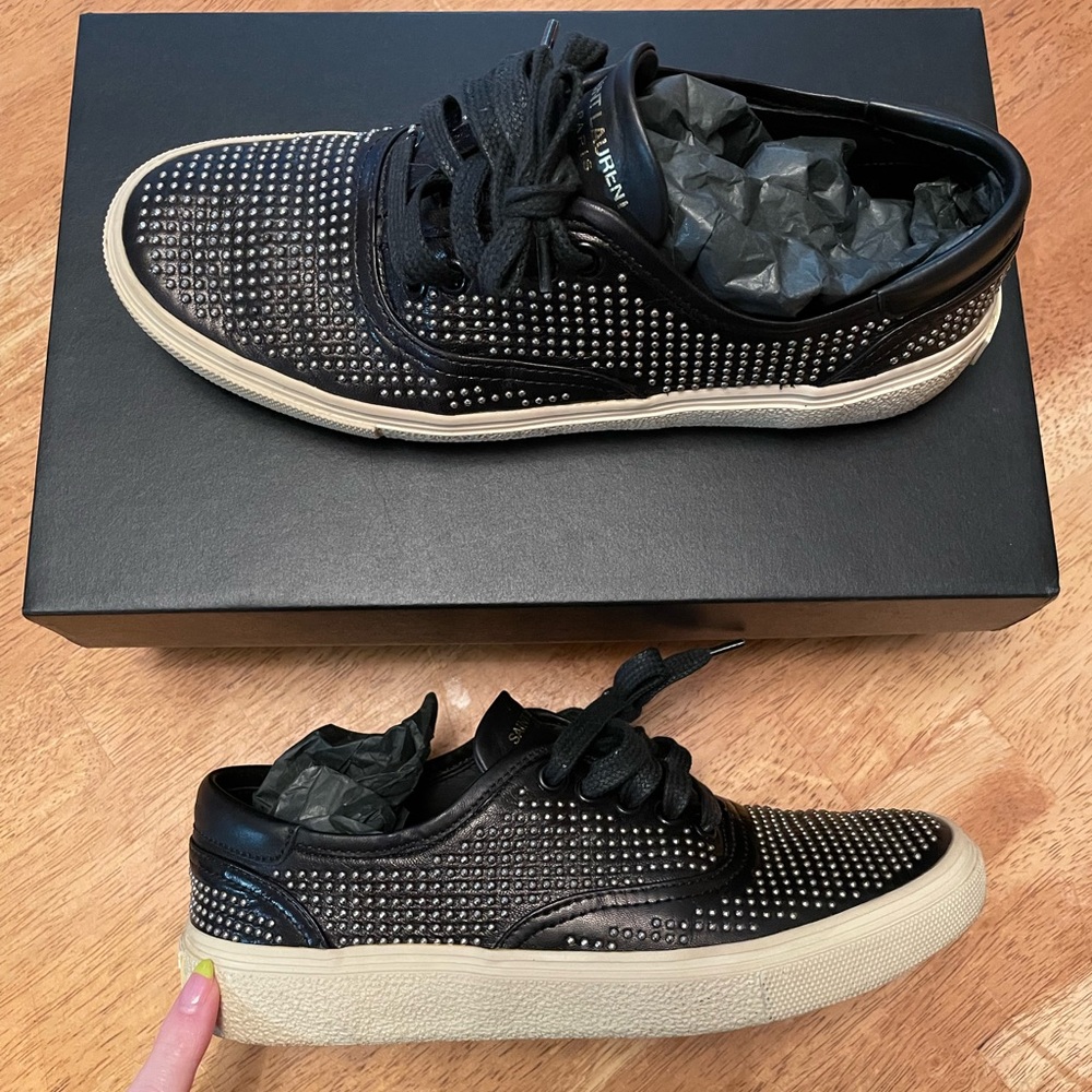 Yves Saint Laurent Skate Court classic sneakers 37.5 7 black studded shoes